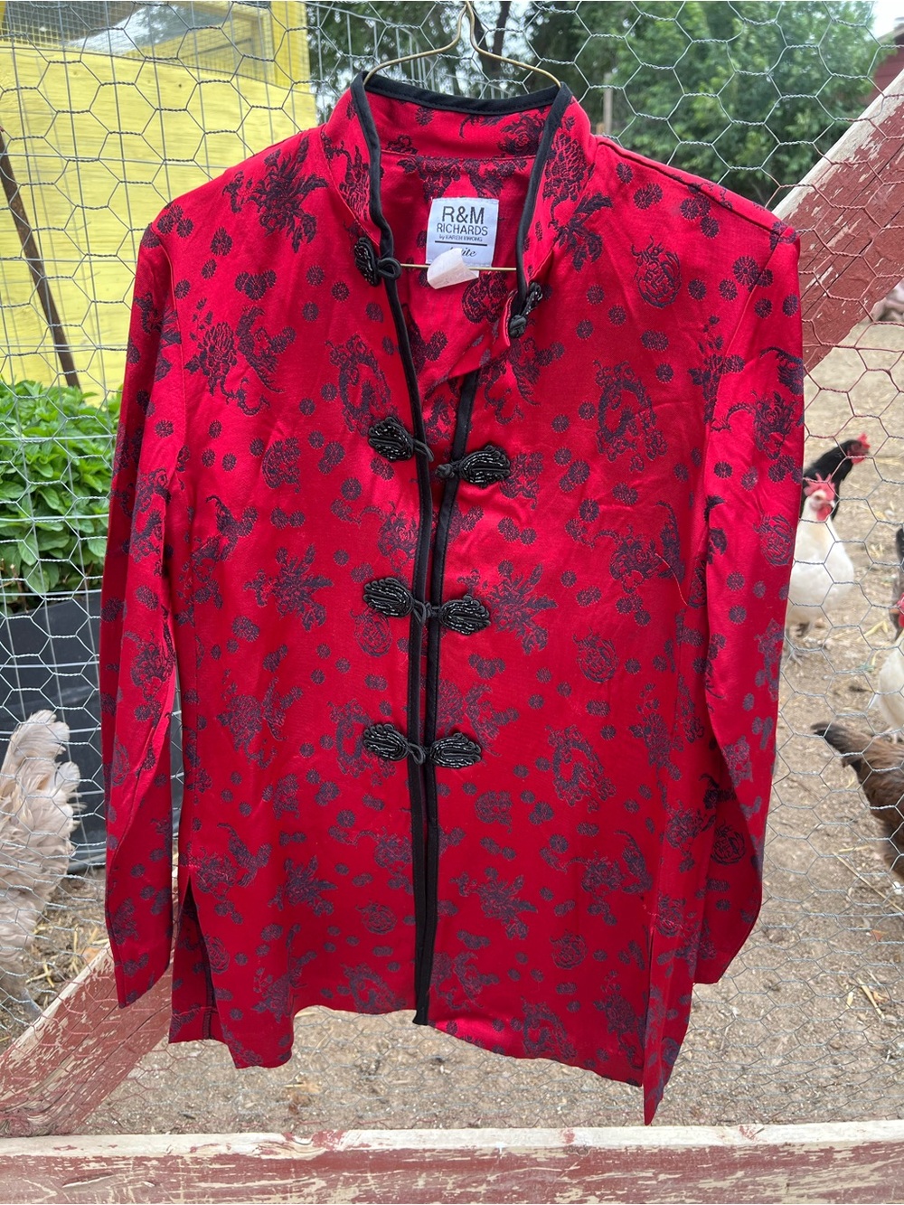 Vintage R&M Richards Red and Black Oriental Women's Blazer